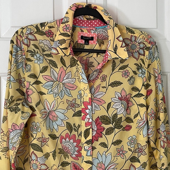 Talbots Button Down Shirt - Yellow Floral - Picture 1 of 16